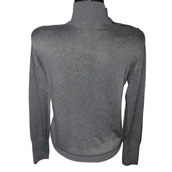 Zara Grey Mock Turtleneck Light Sweater With Button Up Shoulder XL - Picture 6 of 7